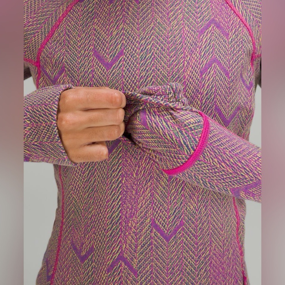 Lululemon Swiftly Tech Long Sleeve 2.0 Chevron Herringbone Magenta Purple Size 2 - Picture 11 of 13